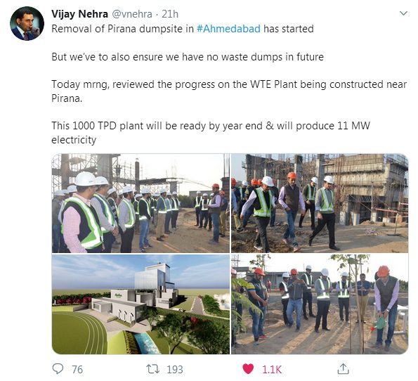 Municipal Commissioner Shri Vijay Nehra at Abellon Ahmedabad WTE Site